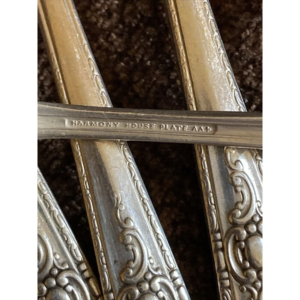8 Vintage HARMONY HOUSE AA +Silverware Silver plate Forks Maytime